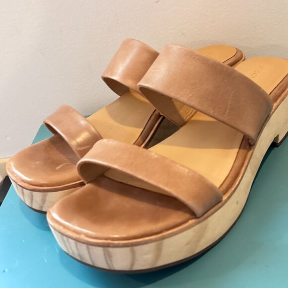 Nisolo Ellie All-Day Clog Slide Wooden Platform Neutral Leather Sandals Size 9 - Picture 16 of 16